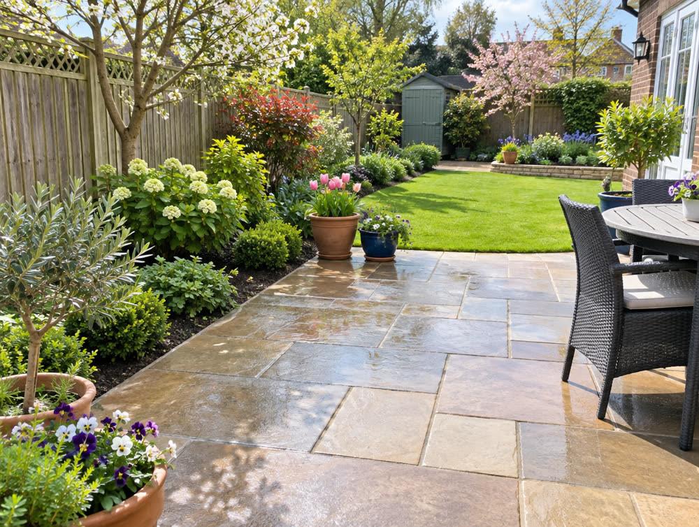 Clean patio and cleared borders